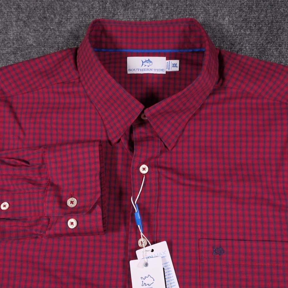 NWT Southern Tide Charleston Pender Sportshirt Mens 2XL Plaid Coolmax Stretch